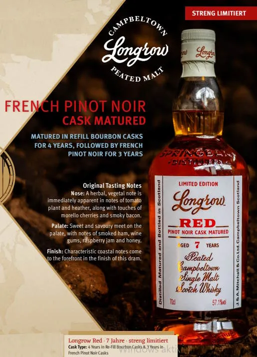 X Longrow red 7y 2024 red Pinot Noir Cask 0,7l 57,1% vol. Schottland