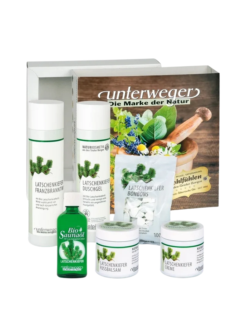 Unterweger Latschenkiefer Geschenkbox – Naturkosmetik-Set mit ätherischem Latschenkieferöl zur belebenden Pflege & Erfrischung