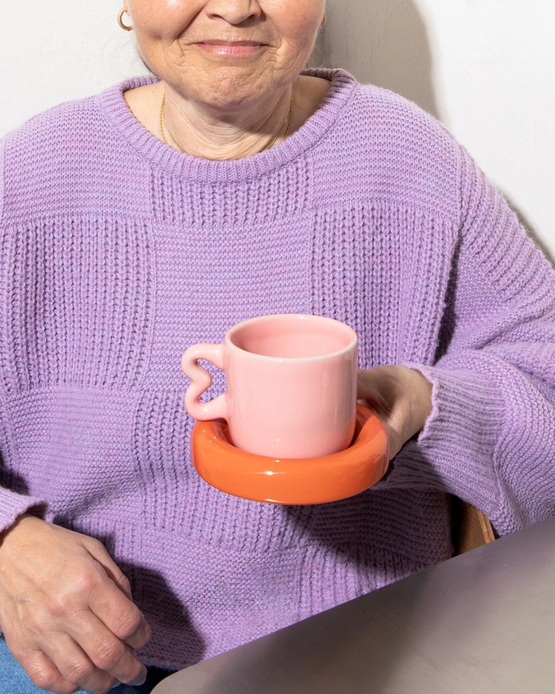 Seia Tasse & Untertasse Herz orange rosa