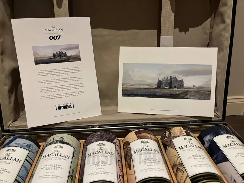 Macallan James Bond 60th Anniversary Komplette Kollektion (Decade I-VI) Globe-Trotter Koffer