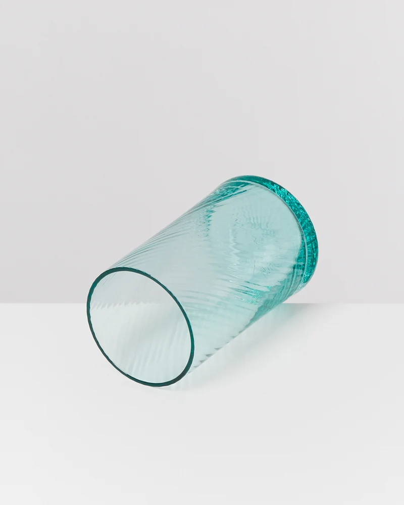 Leiria Glas klein riffled grün 4er-Set