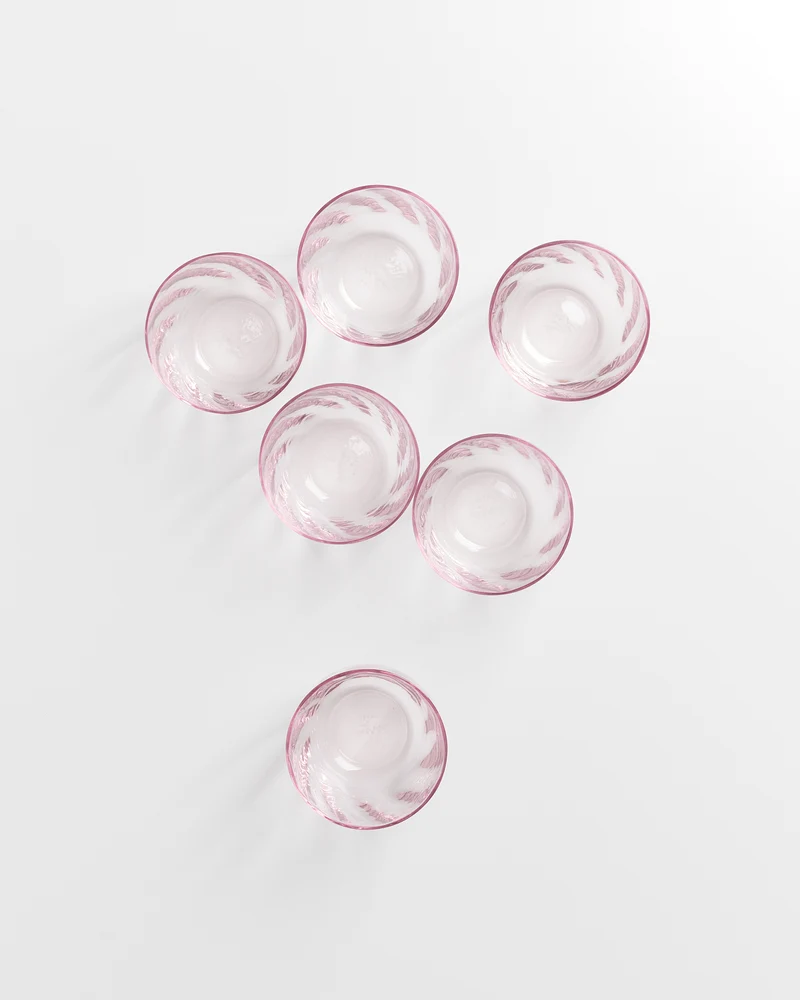 Calma Glas klein swirl rosé 6er-Set