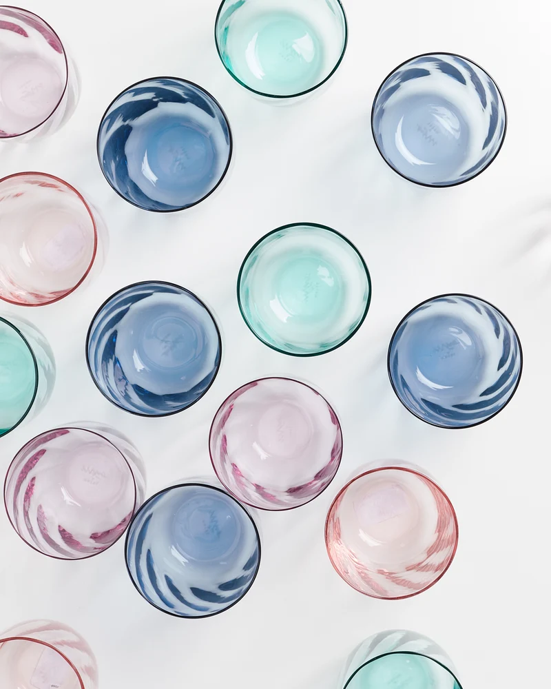 Calma Glas groß swirl mix 4er-Set