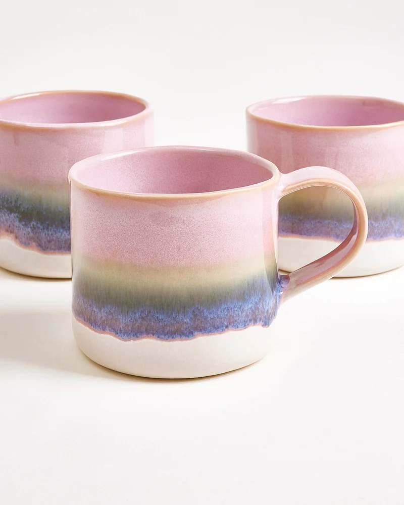 Nódoa Tasse groß dipped rosa grün 4er-Set