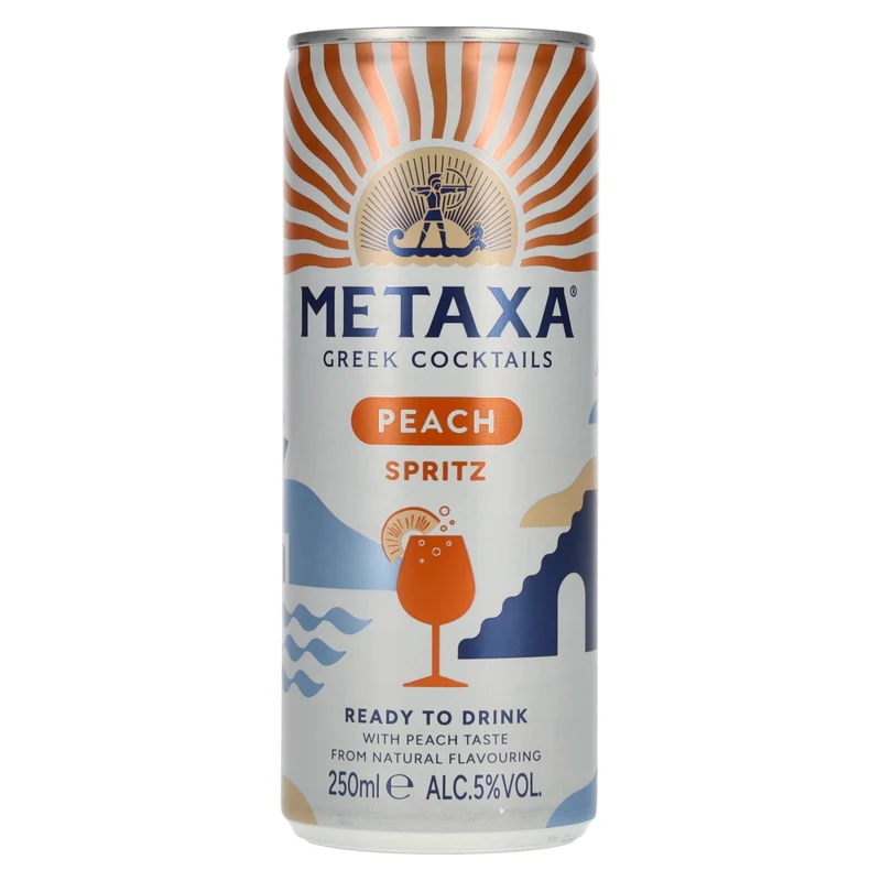 Metaxa Peach Spritz Greek Cocktails Ready to Drink 5% Vol. 0,25l Dose Pfand