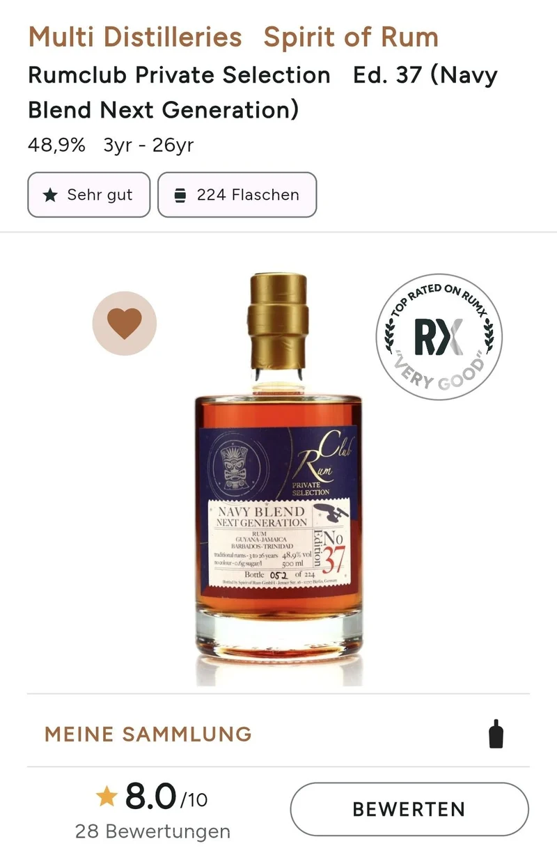 Rumclub Ed. 37 Navy blend 48,9 % vol. 0,5l Rum club