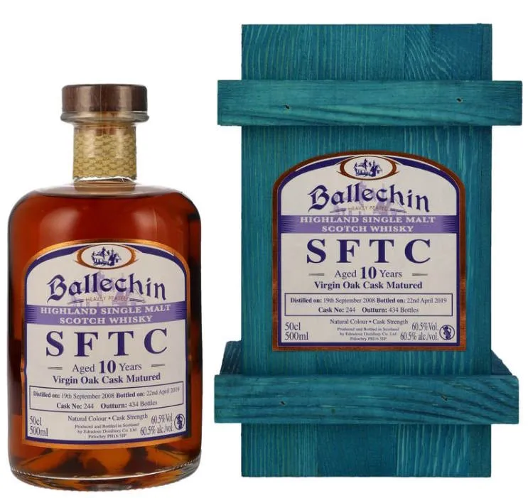 X Ballechin SFTC 2008 Virgin 10 2019 0,5l Fl 60,5%vol. Highland whisky #244 Holzbox