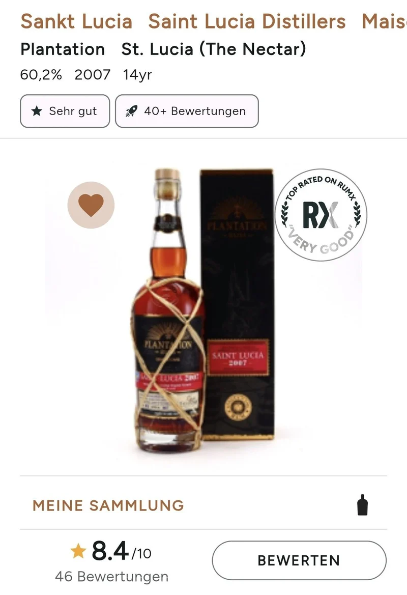 X Plantation Saint Lucia 2007 Nectar 0,7l 60,2% vol. single cask Rum Planteray