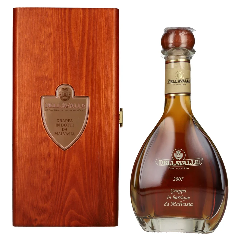 Dellavalle Grappa Affinata in botti da MALVASIA 2007 42% Vol. 0,7l in Holzkiste