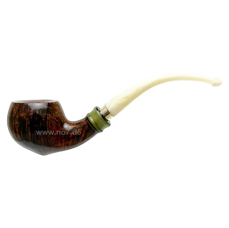 Pfeife Viprati bent mit Jade- und Silberring 20315 ++Unikat++