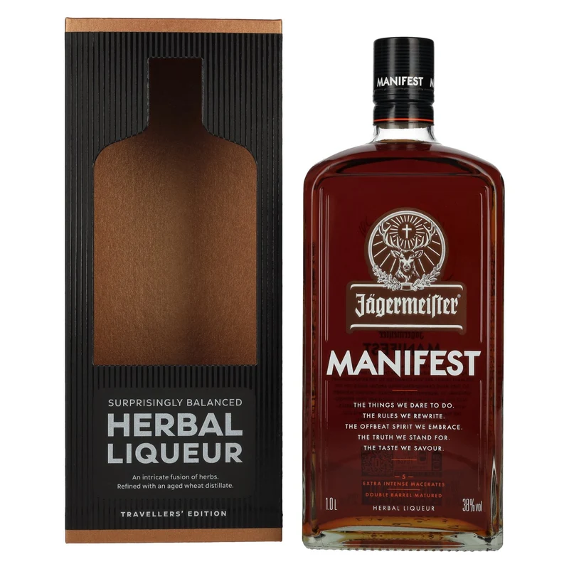 Jägermeister MANIFEST TRAVELLERS' EDITION Kräuterlikör 38% Vol. 1l in Geschenkbox