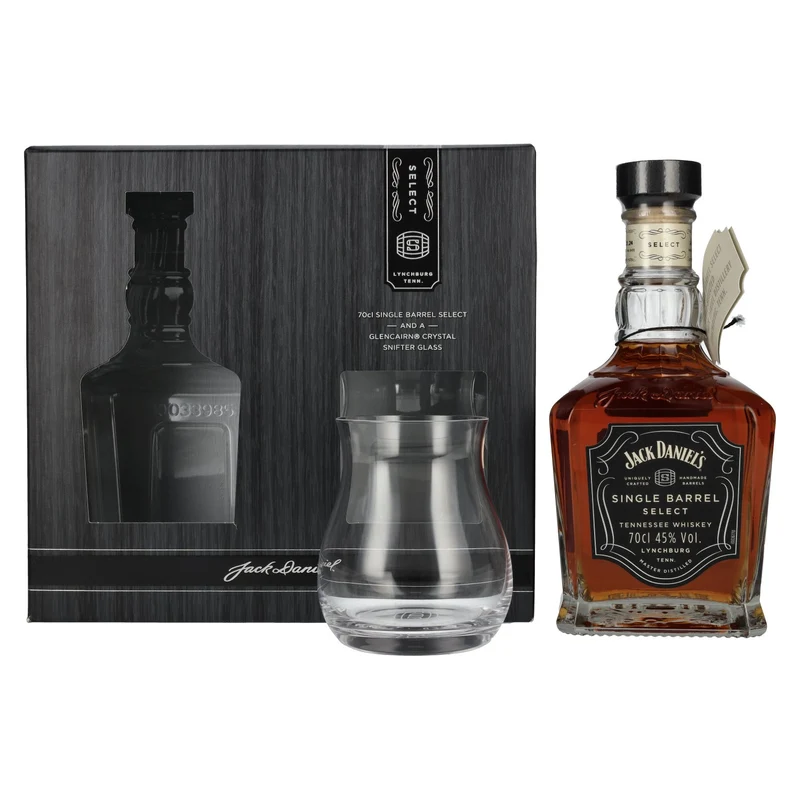 Jack Daniel's Select Single Barrel Tennessee Whiskey 45% Vol. 0,7l in Geschenkbox mit Nosing Glas
