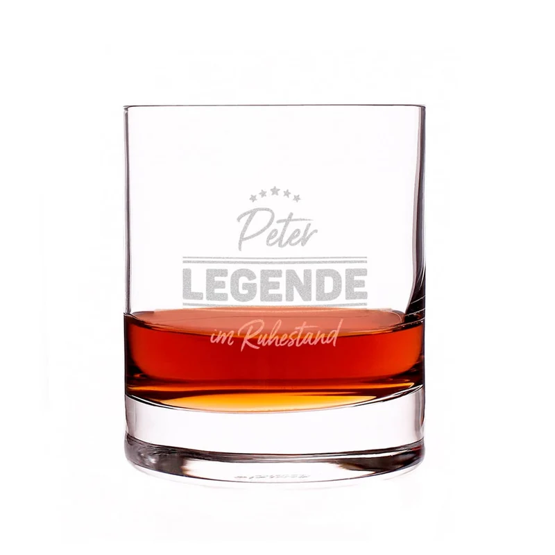 Legende im Ruhestand - graviertes Whiskyglas mit Name