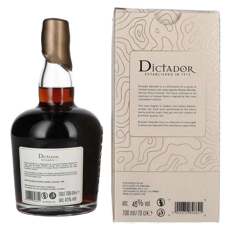 Dictador EPISODIO I 23 Years Old SHERRY CASK Rum 1998 45% Vol. 0,7l in Geschenkbox