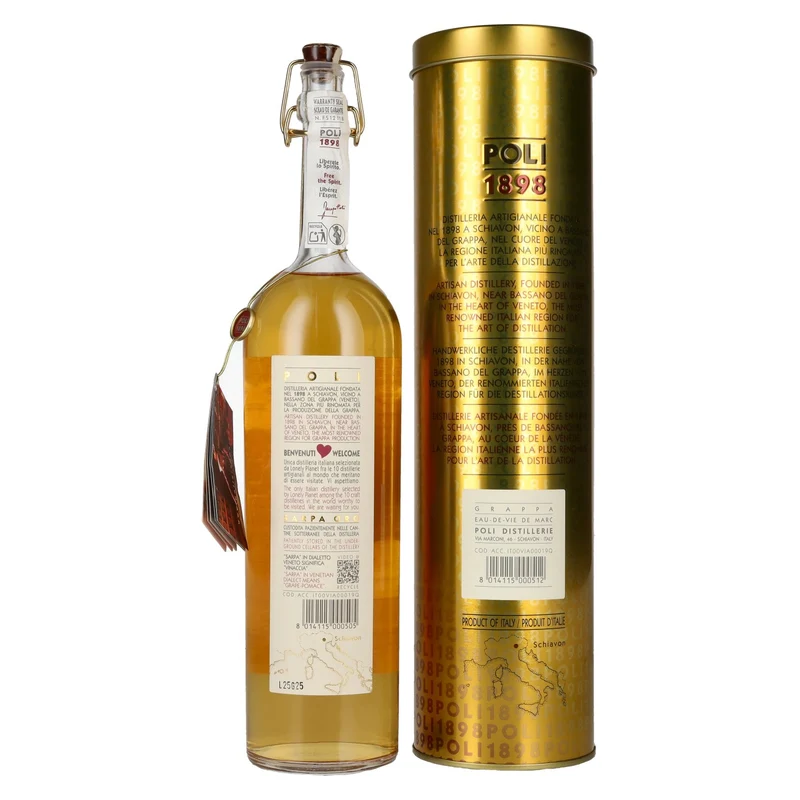 Poli Grappa Sarpa Oro di Poli 40% Vol. 0,7l in Tinbox