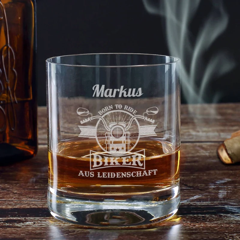 Biker aus Leidenschaft - graviertes Whiskyglas mit Name