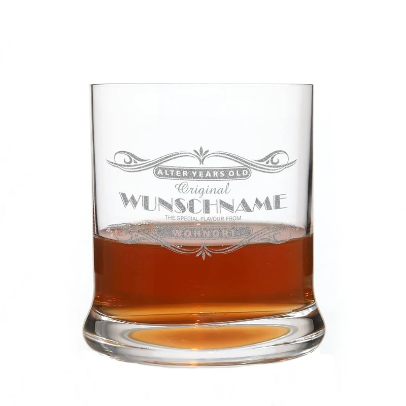 graviertes Whiskyglas mit Wunschname, Alter und Ort