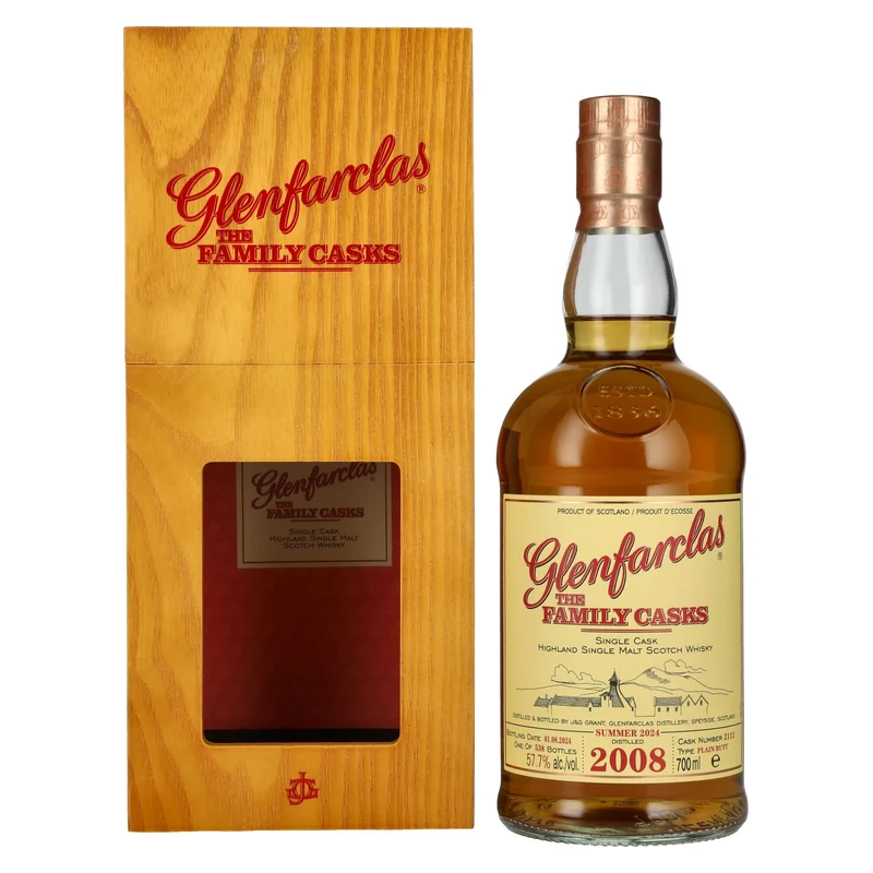 Glenfarclas THE FAMILY CASKS Single Cask SUMMER 2024 Plain Butt #2112 2008 57,7% Vol. 0,7l in Holzkiste