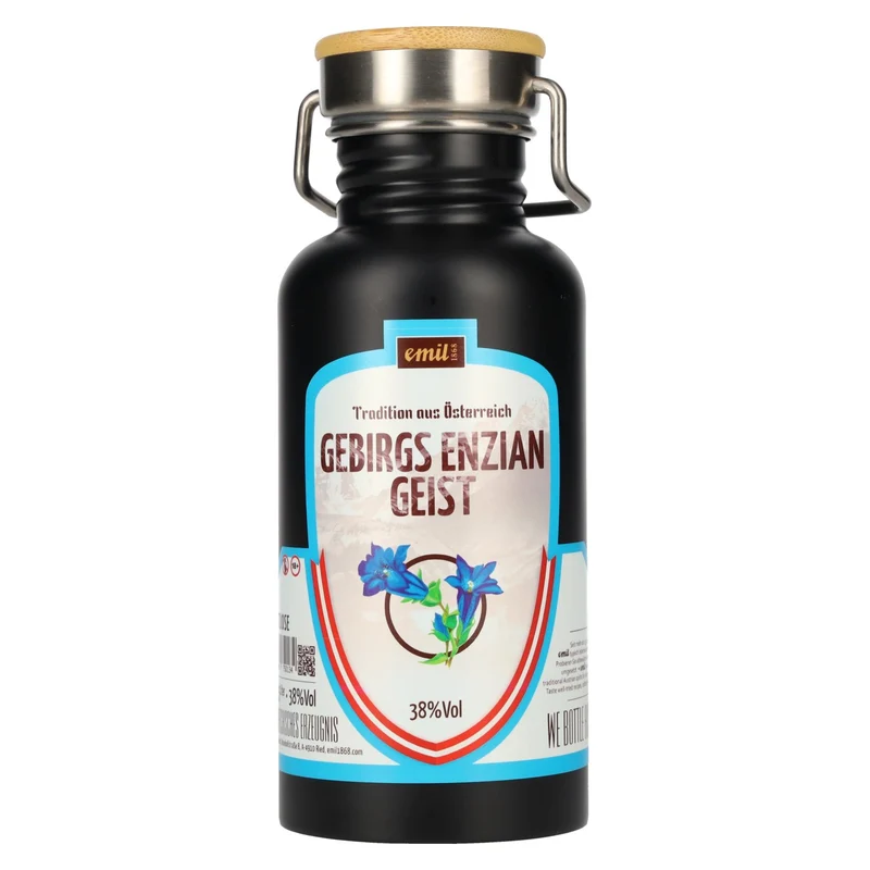 emil 1868 Gebirgs Enzian Geist 38% Vol. 0,5l in Edelstahlkanne