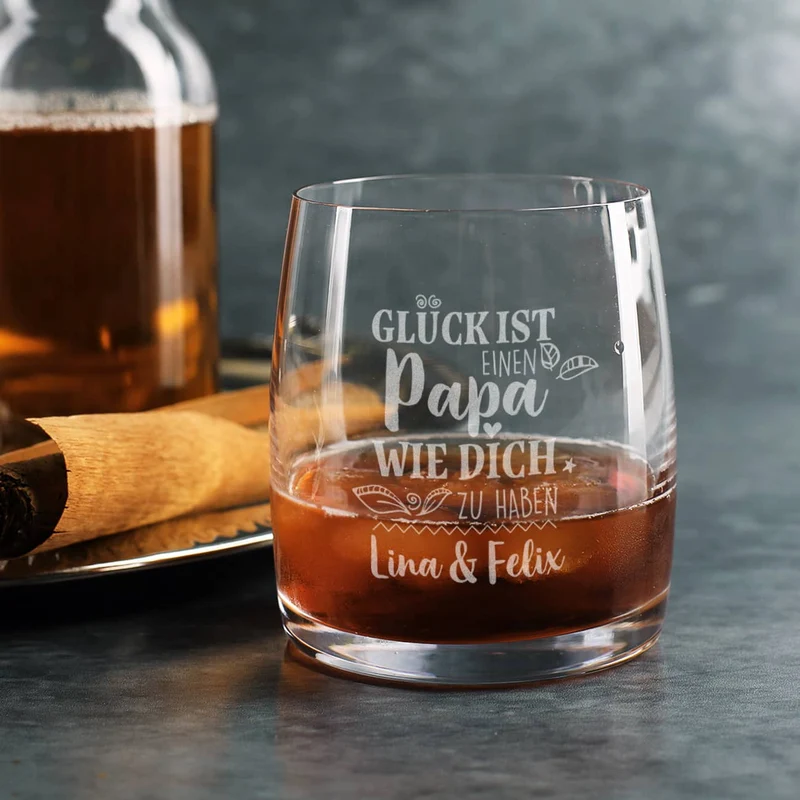 Glück ist, einen Papa wie dich zu haben - Whiskeyglas mit Wunschtext