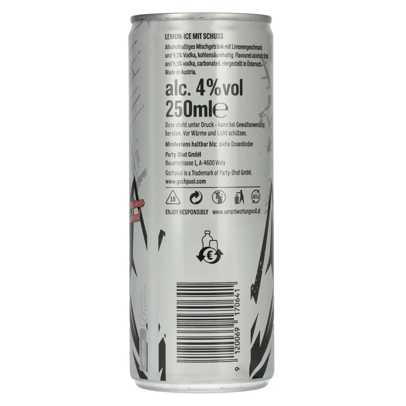 Gschpusi Lemon-Ice mit Schuss 4% Vol. 0,25l Dose Pfand