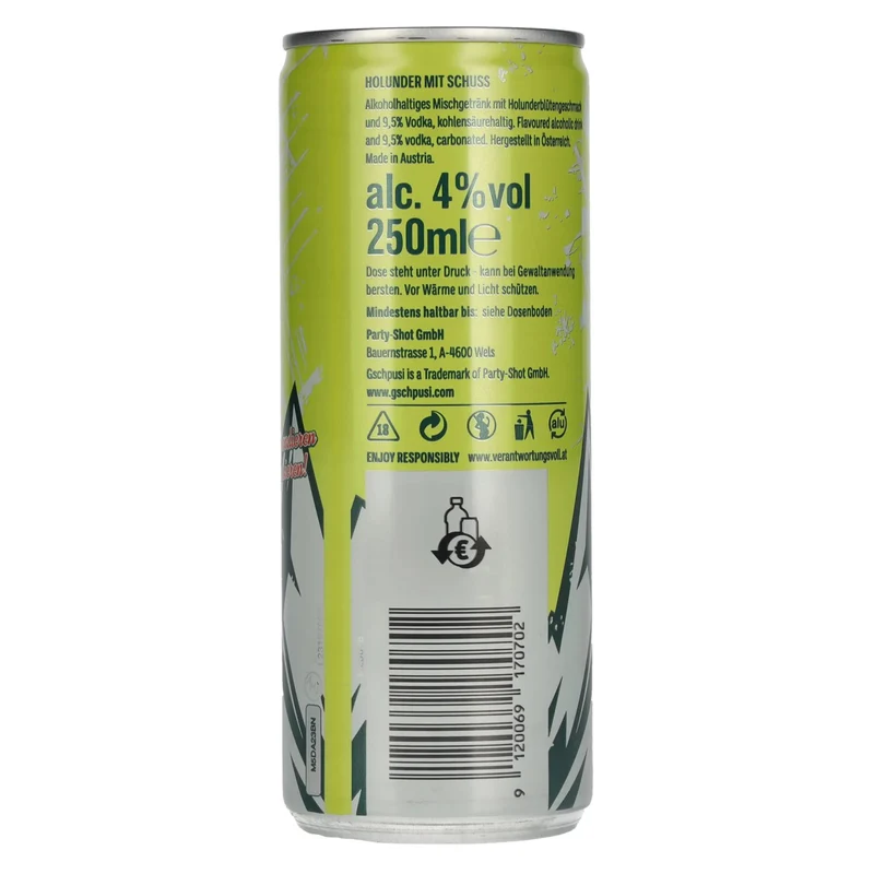 Gschpusi Holunder mit Schuss 4% Vol. 0,25l Dose Pfand