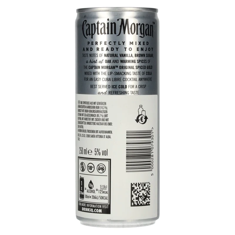 Captain Morgan Original Spiced Gold & Cola 5% Vol. 12x0,25l Dosen Pfand