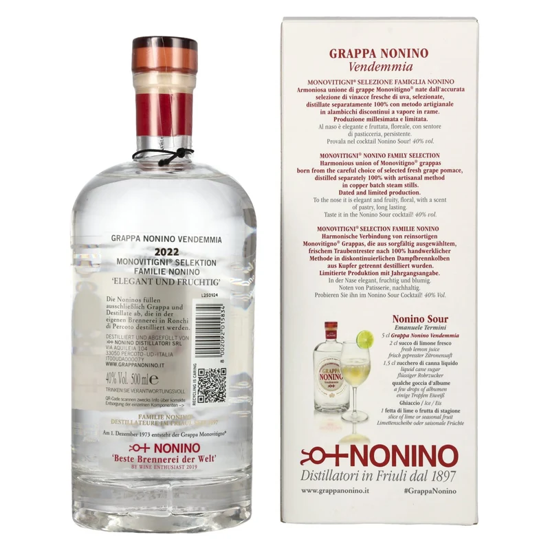 Nonino Grappa Monovitigni Vendemmia 40% Vol. 0,5l in Geschenkbox