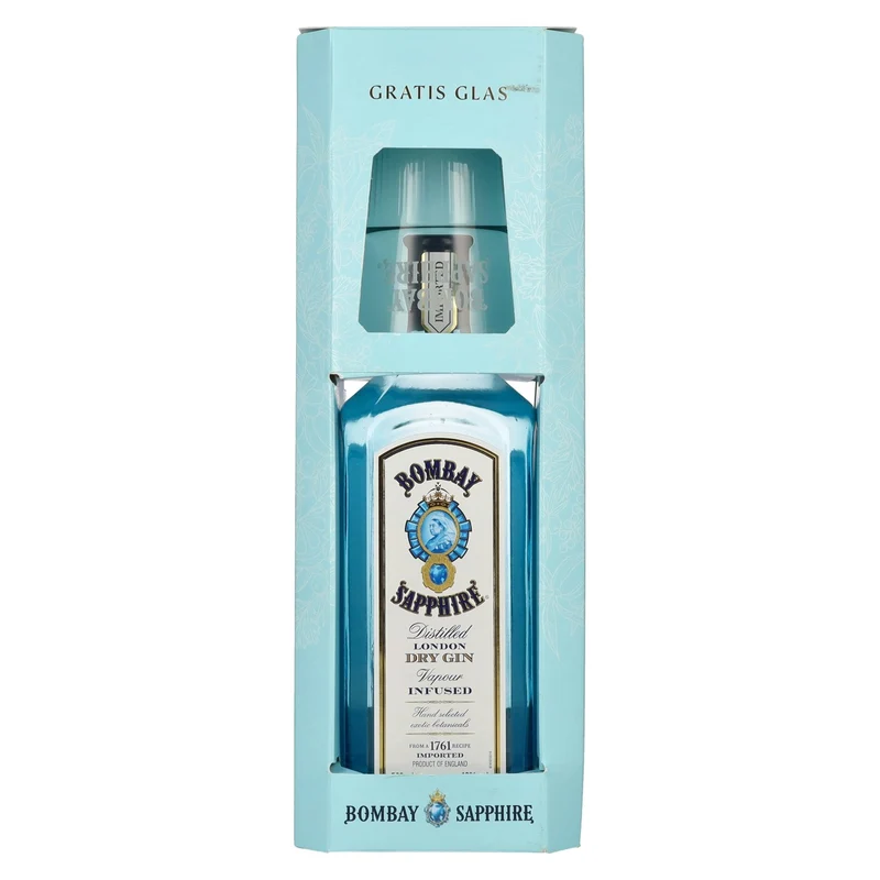 Bombay SAPPHIRE London Dry Gin 40% Vol. 0,7l in Geschenkbox mit Glas