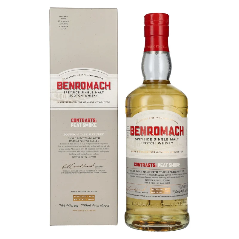Benromach PEAT SMOKE Speyside Single Malt 2014 46% Vol. 0,7l in Geschenkbox