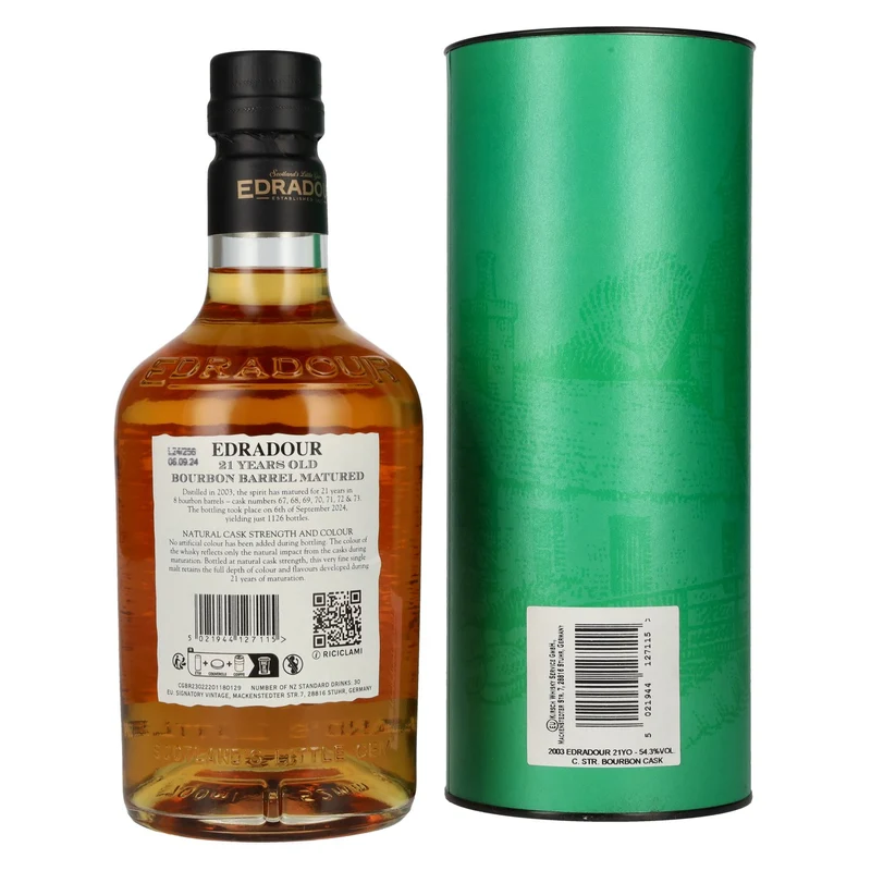 Edradour 21 Years Old Bourbon Barrel Matured Highland Single Malt Whisky 54,3% Vol. 0,7l in Geschenkbox