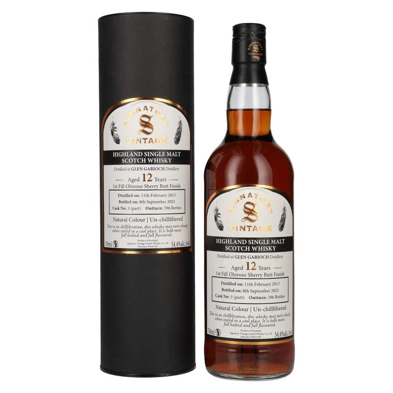 Signatory Vintage GLEN GARIOCH 12 Years Old 1st Fill Oloroso Sherry Butt Finish Cask # 3 54,4% Vol. 0,7l in Geschenkbox