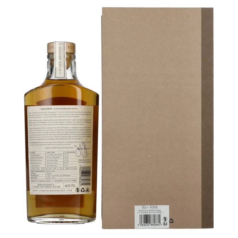 Compass Box VELLICHOR Blended Scotch Whisky 44,6% Vol. 0,7l in Geschenkbox