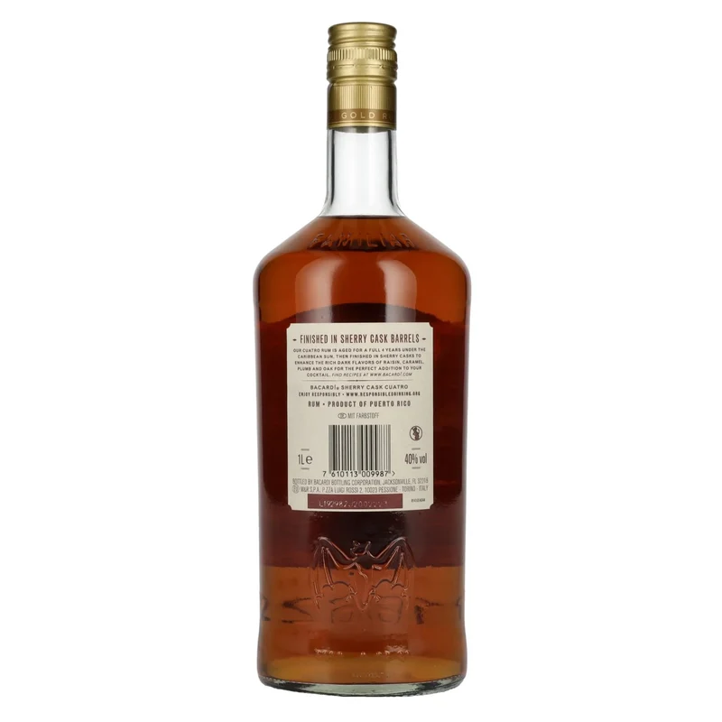 Bacardi 4 Years Old SHERRY CASK CUATRO Gold Rum 40% Vol. 1l