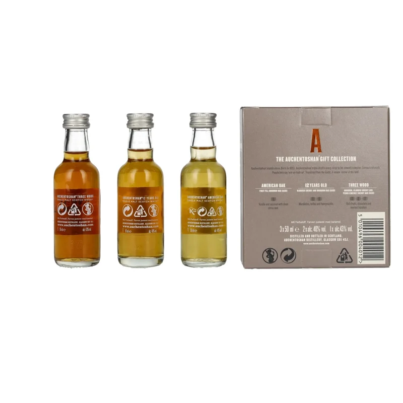 Auchentoshan Gift Collection (American Oak, 12YO, Three Wood) 41% Vol. 3x0,05l in Geschenkbox