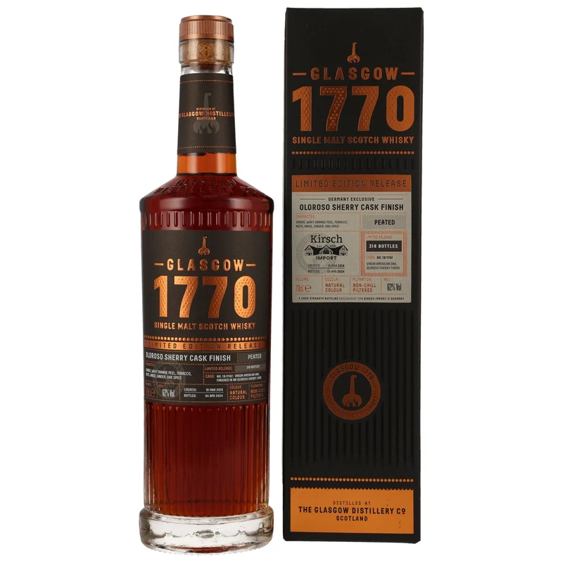 1770 Glasgow | Oloroso Cask #18/1192 | 2018/2024 | Peated | 6 Jahre | 62%