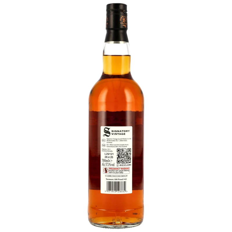 Tormore 2015/2025 - 9 y.o. - Signatory 100 PROOF Edition #45 | Speyside Single Malt Whisky | 1st Fill Oloroso Sherry Butts & Bourbon Barrels | 9 Years Old | 57,1% Vol. | 0,7l