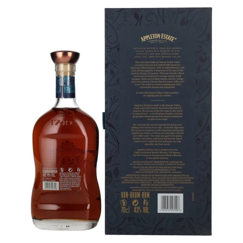 Appleton Estate 21 Years Old Jamaica Rum Nassau Valley Casks 43% Vol. 0,7l in Geschenkbox