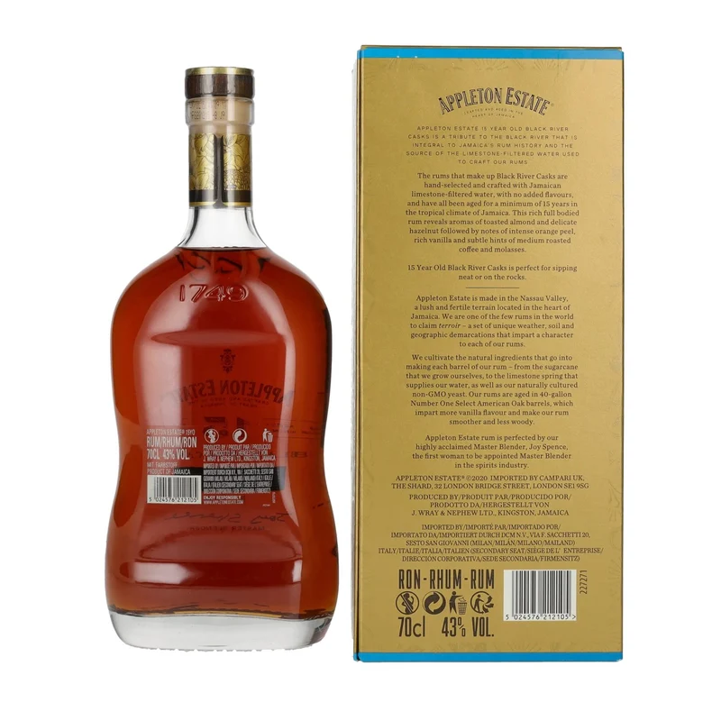 Appleton Estate 15 Years Old BLACK RIVER CASKS Jamaica Rum 43% Vol. 0,7l in Geschenkbox