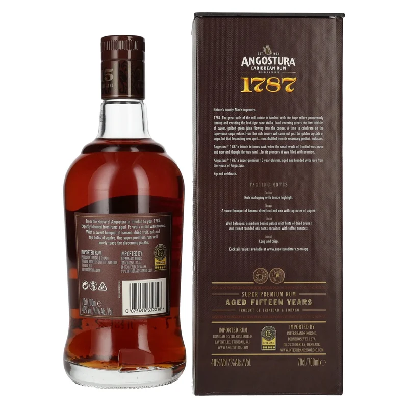 Angostura 1787 15 Years Old Super Premium Rum 40% Vol. 0,7l in Geschenkbox