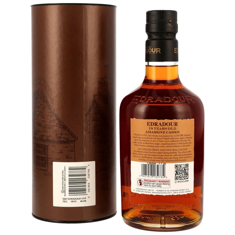 Edradour 18 Jahre 18 Jahre. 1st Fill DFR Amarone Casks 46,0% 0,7l