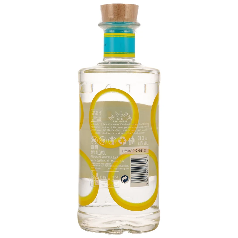 MALFY GIN CON LIMONE | Zitronen‑Gin aus Italien | 41% Vol. | 0,7 l