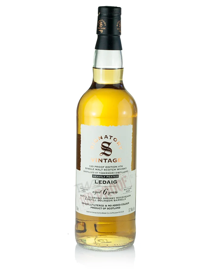 Ledaig Tobermory (Heavily Peated) 6 Year Old 2020 Signatory 100-Proof Edition #76