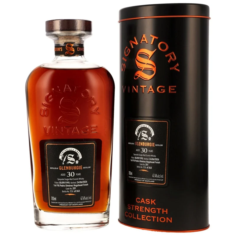 Glenburgie 30 Jahre 1995/2026 Cask Strength Collection - Sig Symingtons Choice - 1st Fill PX Sherry Cask #201 47,4% 0,7l