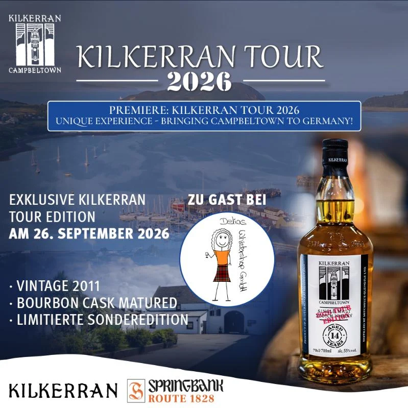 Kilkerran Tasting Tour mit Andrew Wallace - 7 Drams 26.09.26 um 18 Uhr