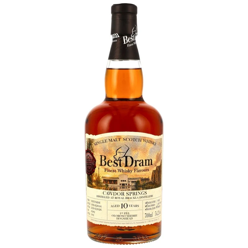 Cawdor Springs 10 Jahre 2016/2026 1st Fill Oloroso Sherry Hogshead #282 Best Dram 54,2% 0,7l