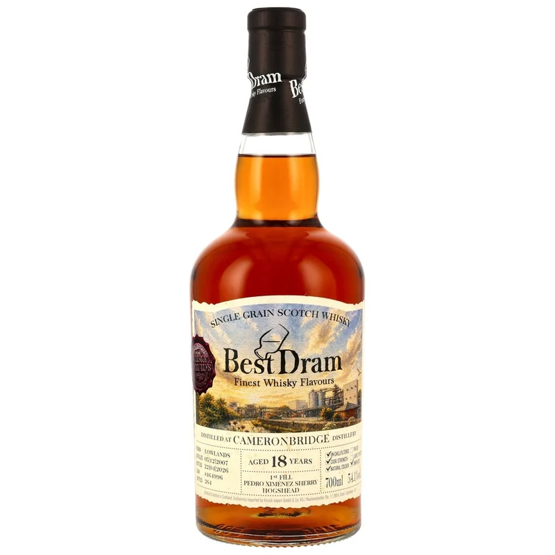 Cameronbridge 18 Jahre 2007/2026 1st Fill PX Sherry Hogshead #464996 Best Dram 54,1% 0,7l