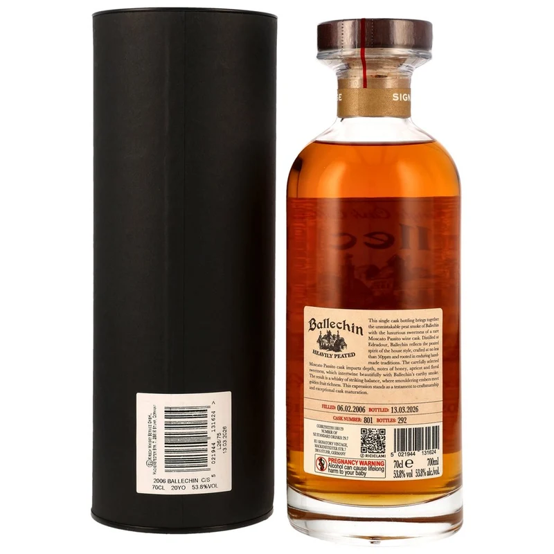 Ballechin 20 Jahre 2006/2026 1st Fill Moscato Passito Wine Cask #801 - SV Ibisco 53,8% 0,7l