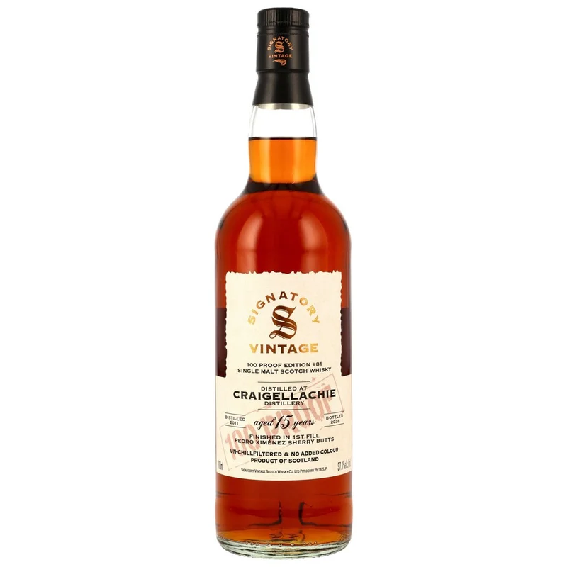 Craigellachie 15 Jahre 2011/2026 1st Fill PX Sherry Butts Finish- Signatory 100 PROOF Edition #81 57,1% 0,7l