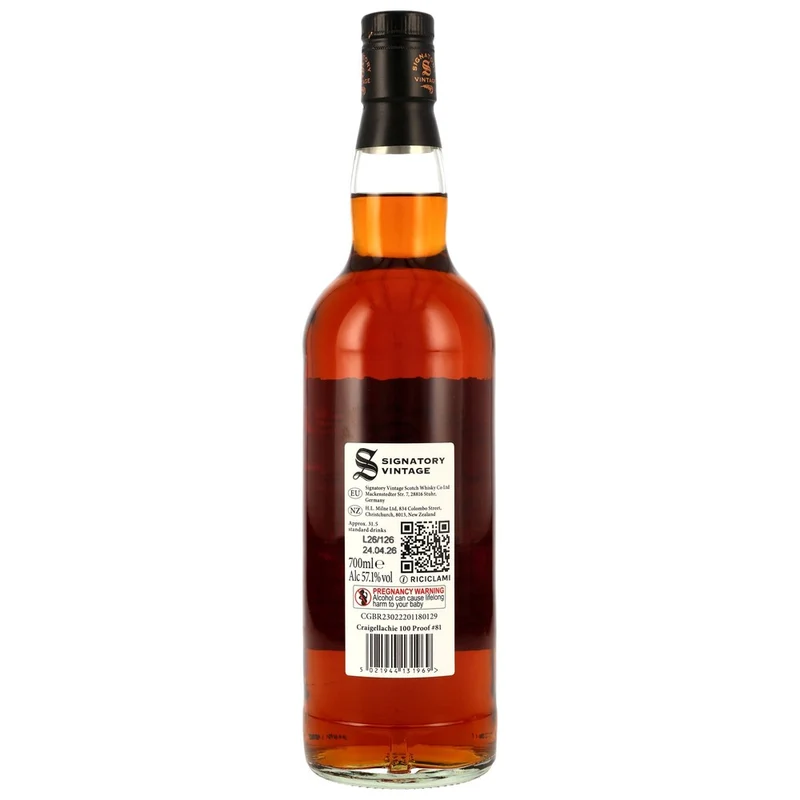 Craigellachie 15 Jahre 2011/2026 1st Fill PX Sherry Butts Finish- Signatory 100 PROOF Edition #81 57,1% 0,7l